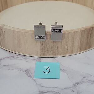 SWANK Vintage Cuff Links Silver toned Rectangle